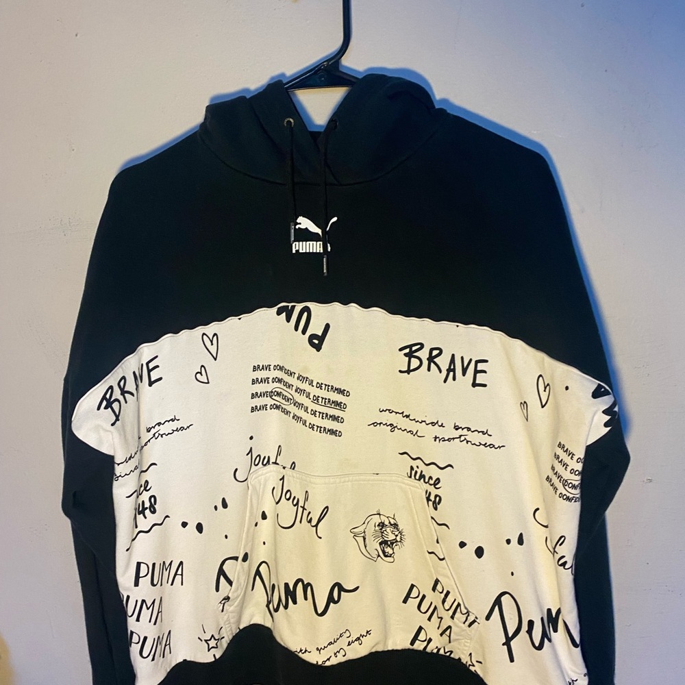 Puma Black and White Graphic Hoodie